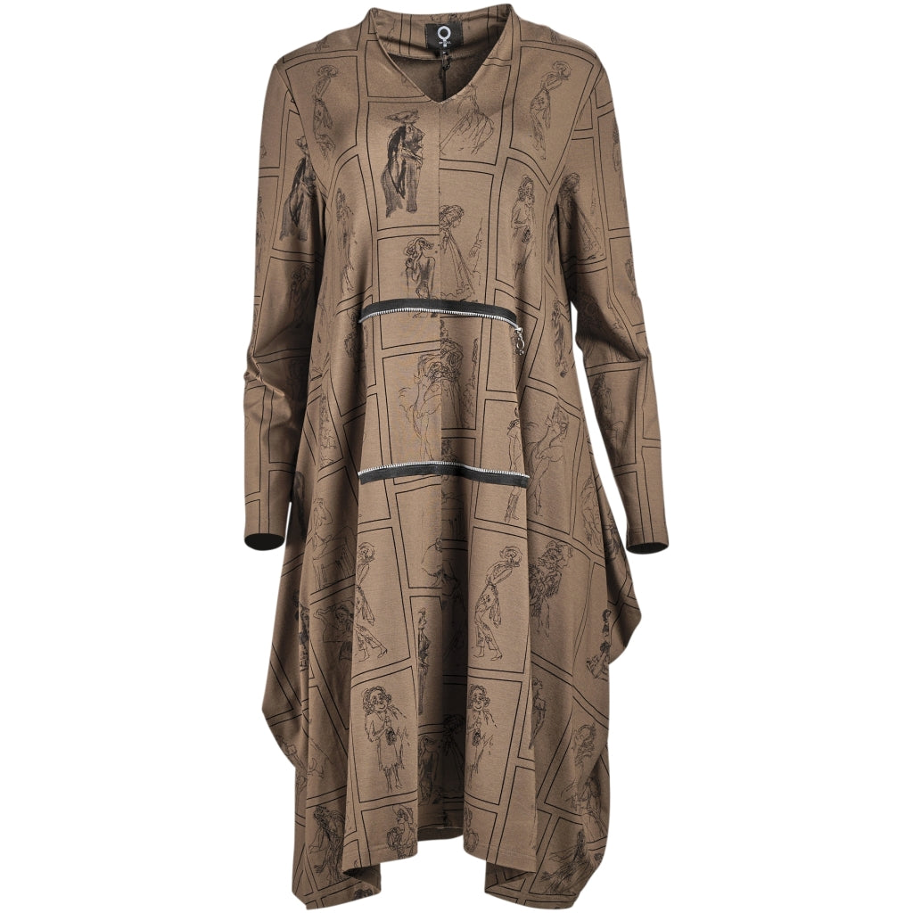My Soul CARTOON DRESS WITH ZIPPER DETAIL Dress Brown