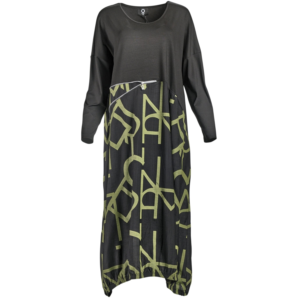 My Soul GRAPHIC DRESS WITH ZIPPER DETAIL Dress Black/Army