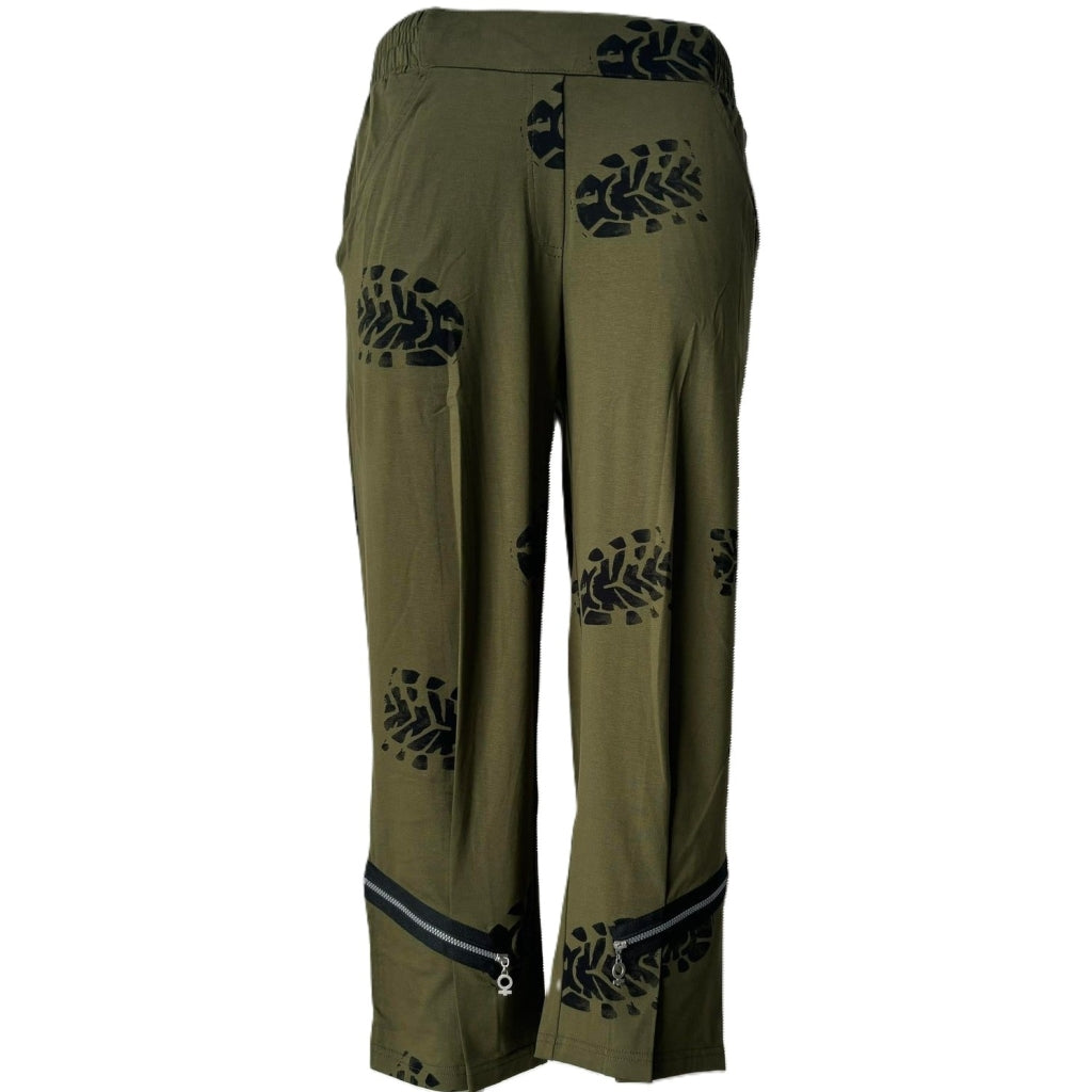 My Soul FOOTPRINT PANTS WITH ZIPPER DETAILS Pants Olive