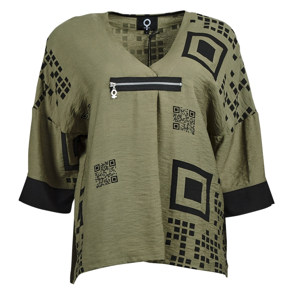 My Soul QR blouse with zipper Blouse Olive