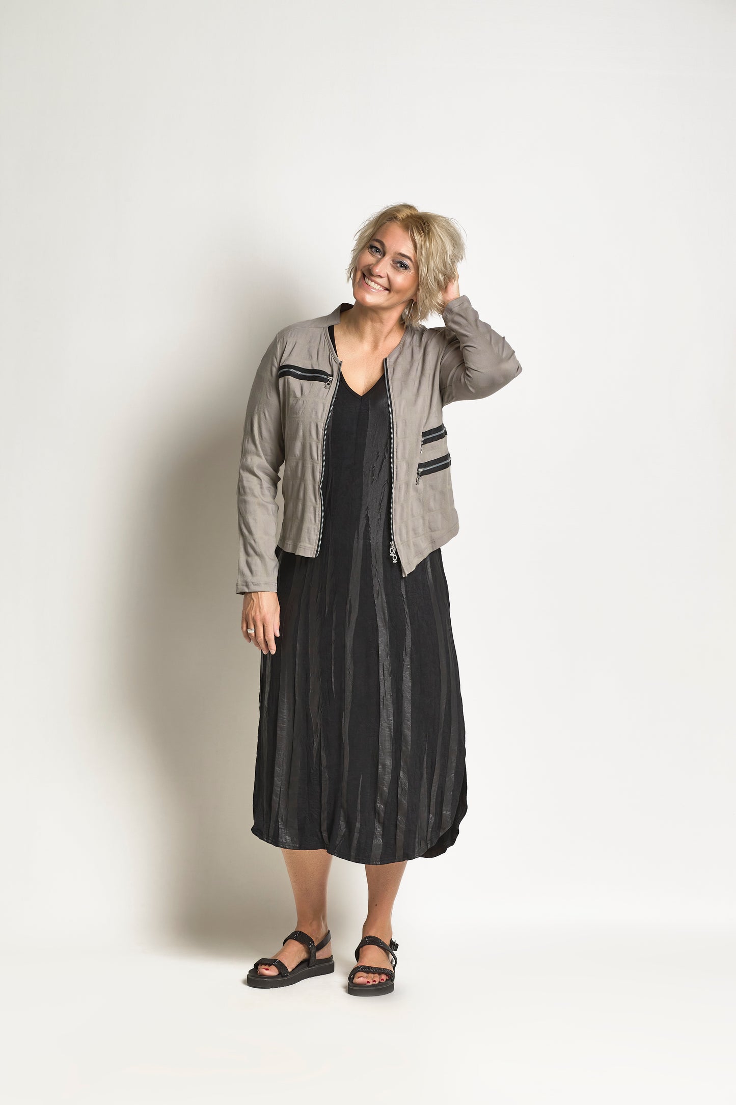 Dress with leater look - Black