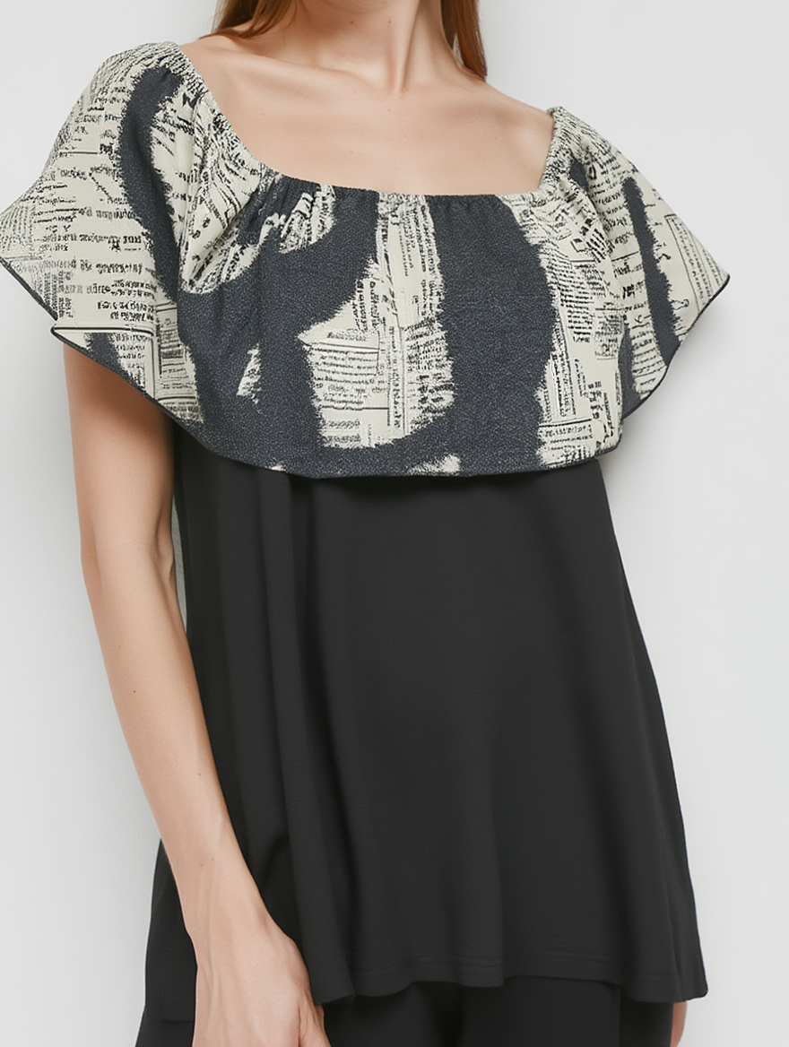 LETTERS TOP - Black