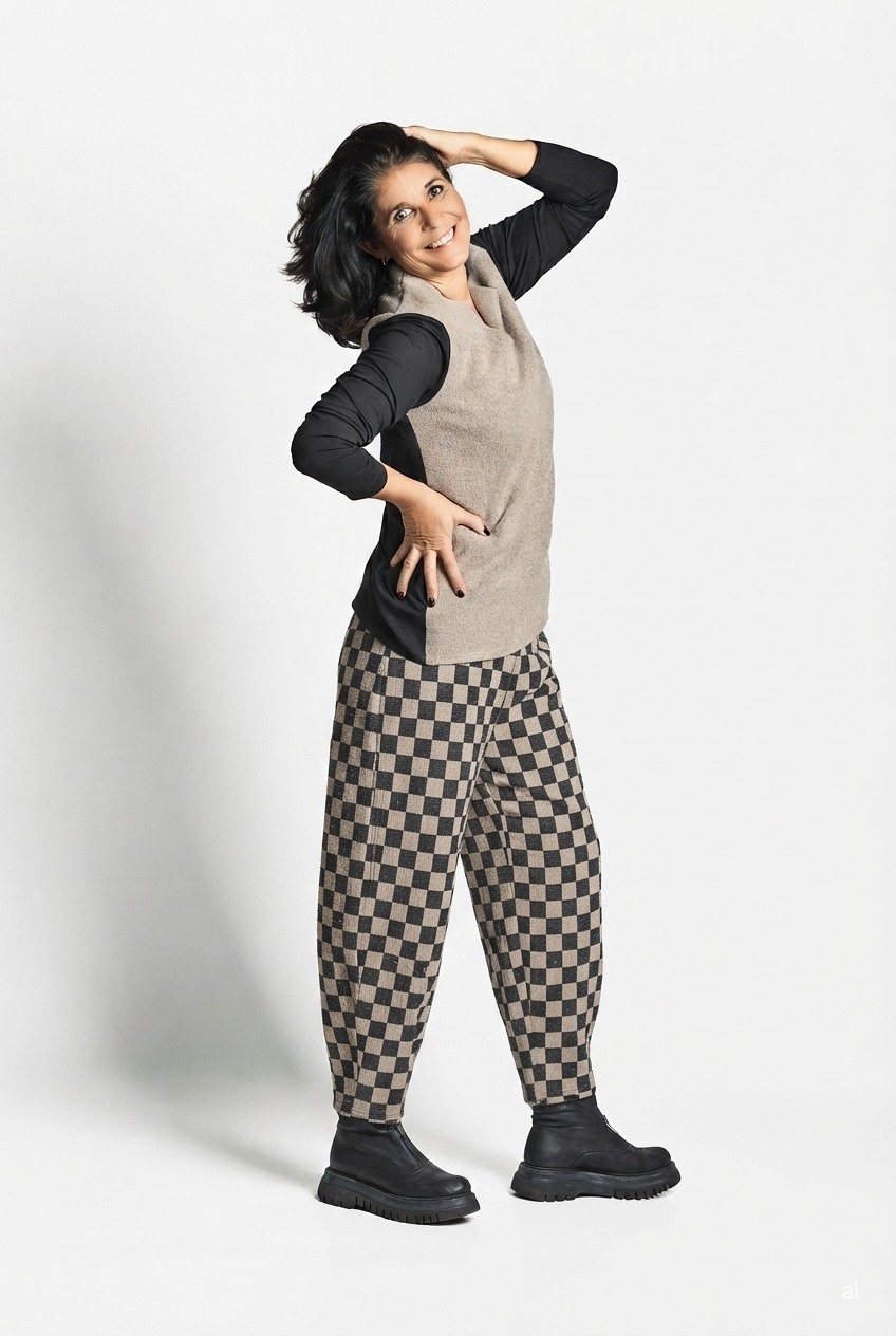 CRINCLE PANTS - Check
