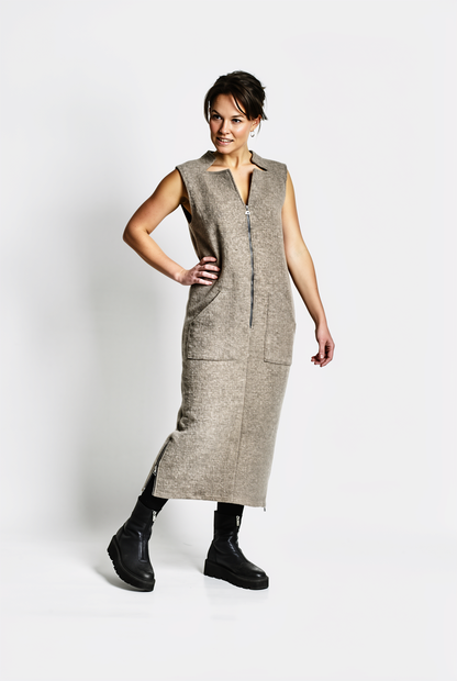 CRINCLE DRESS - Sand