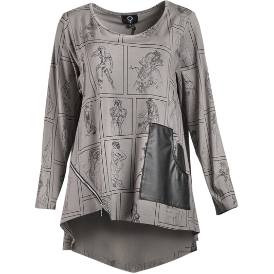 My Soul CARTOON TUNIC WITH DETAILS Tunic Grey