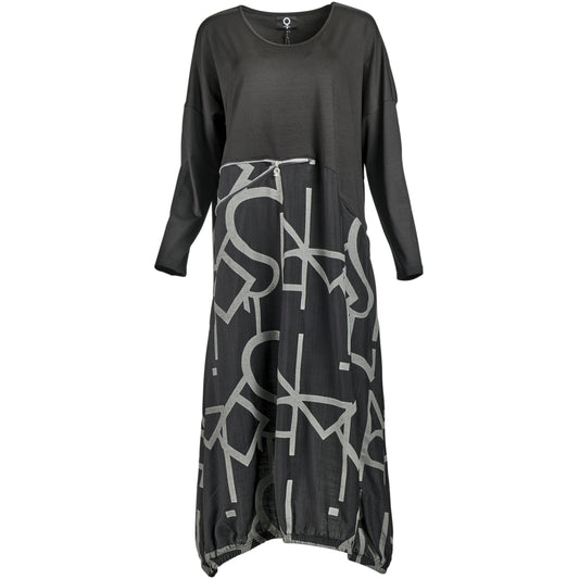 My Soul GRAPHIC DRESS WITH ZIPPER DETAIL Dress Black/Grey
