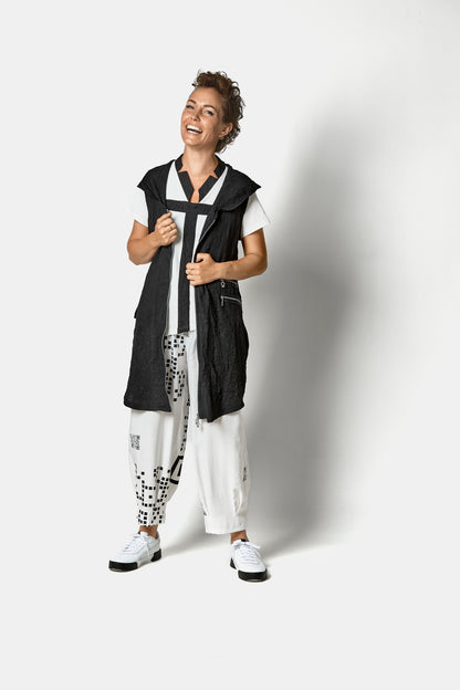 CRINCLE WAISTCOAT WITH ZIPPER DETAILS - Black