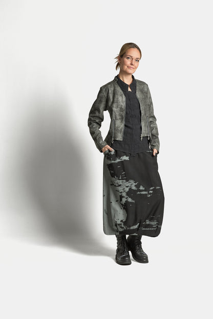 PRINT SKIRT - Black/Grey