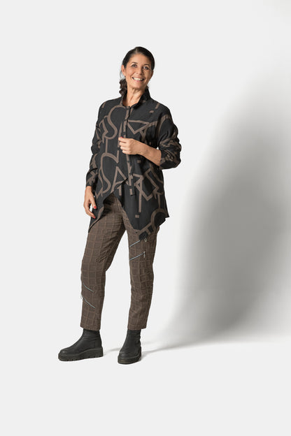 BUBBLE PANTS WITH ZIPPER DETAILS - Brown