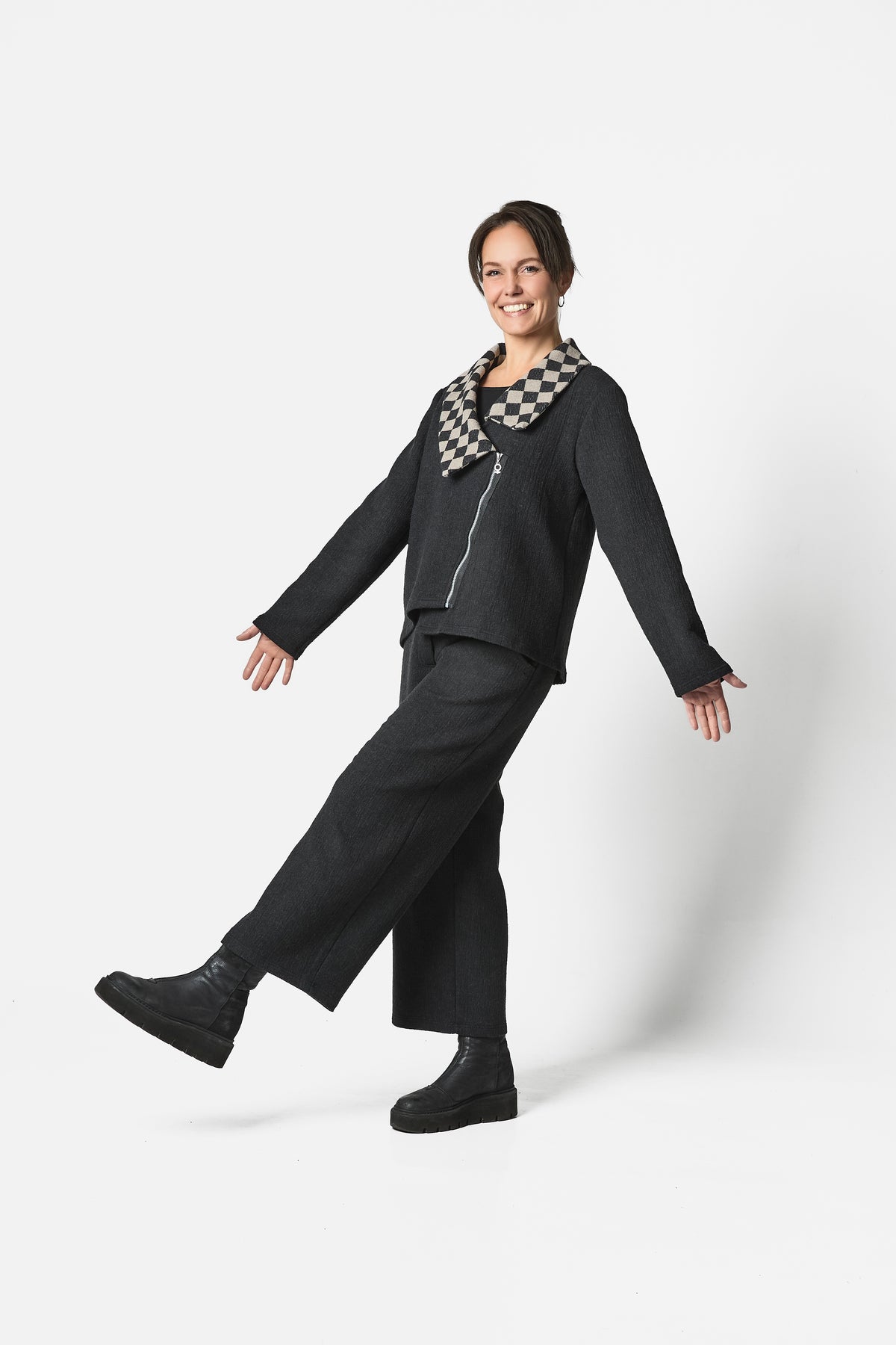 CRINCLE JACKET - Black/Check